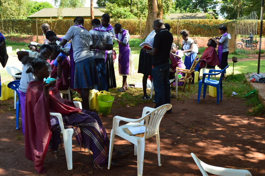 YDP hairdressing students under examination 2015